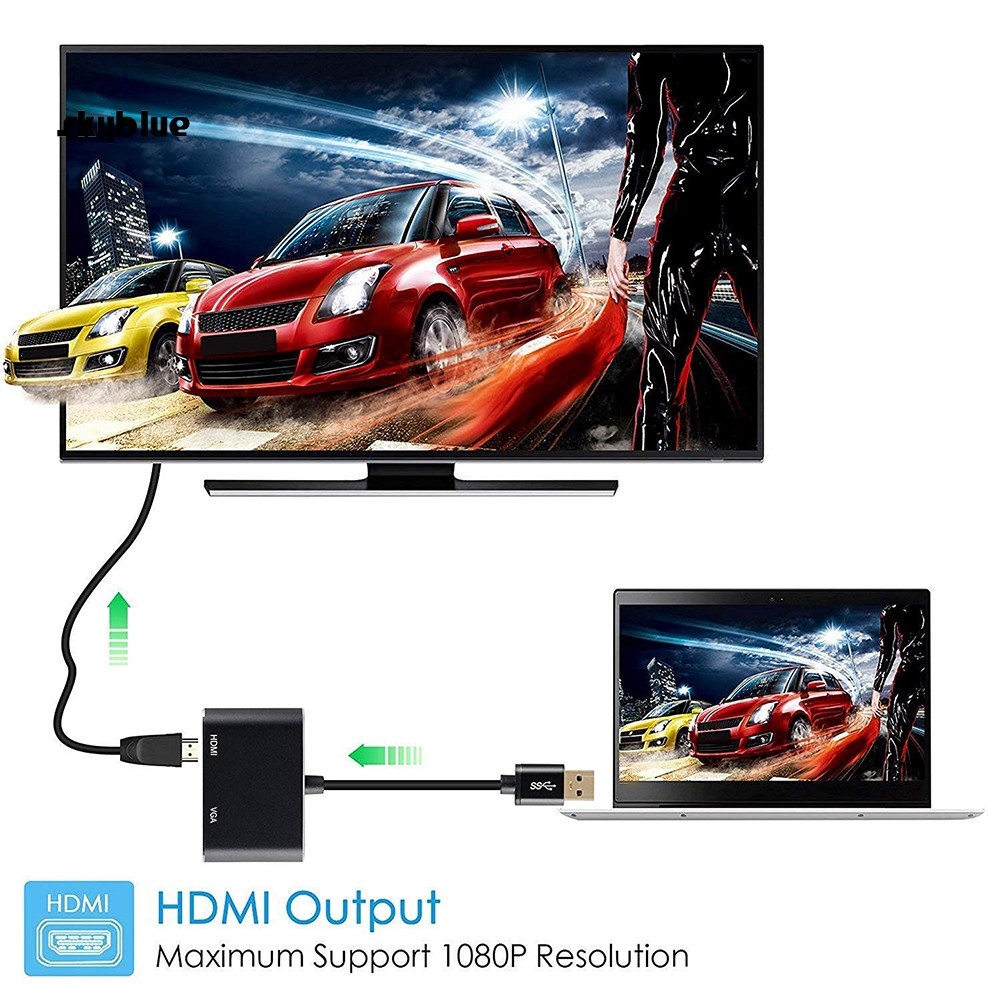 Cáp chuyển USB 3.0 ra HDMI và VGA cùng lúc- UTHV673 cho máy tính window 7/8/10