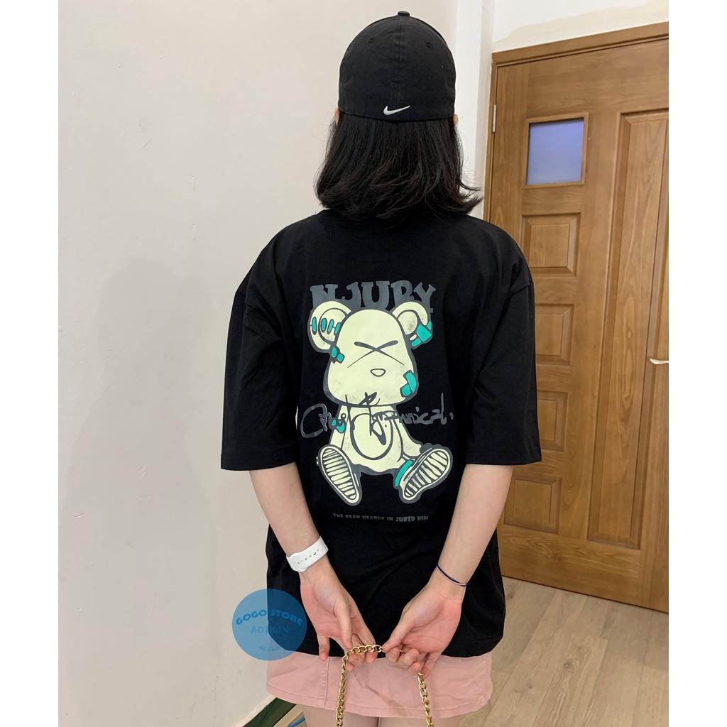 Áo thun unisex lưng gấu phát quang