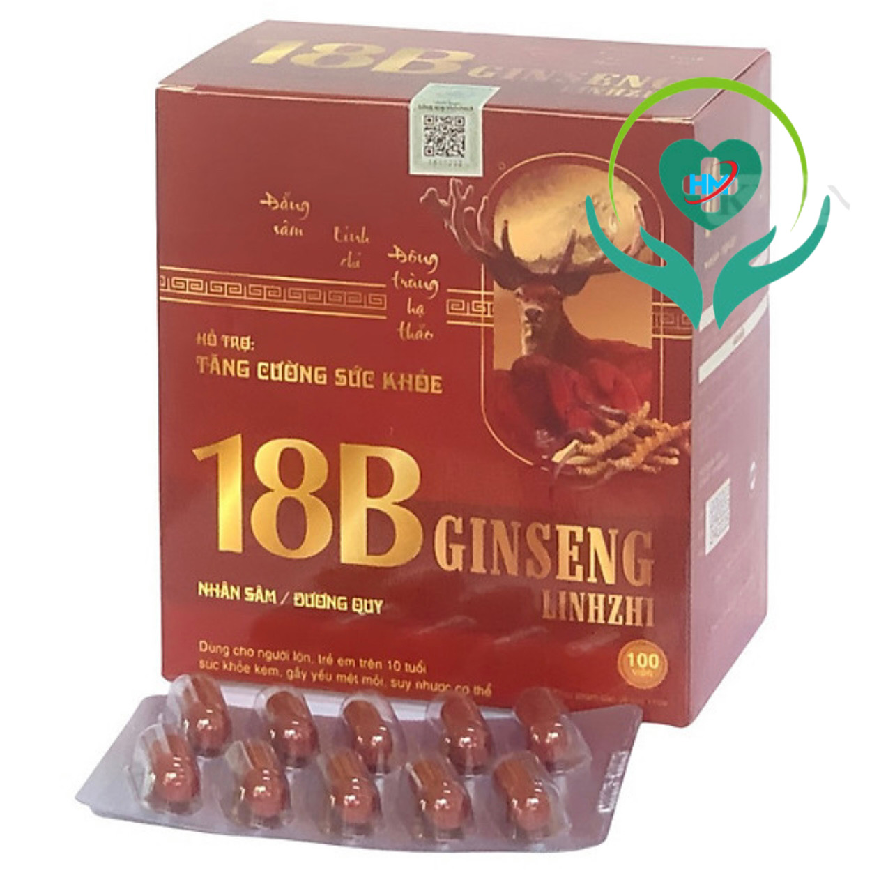 ￼Viên uống 18B - Gingseng - Lingzhi, Vinaphar, hộp 100 viên, tăng cường sức khoẻ