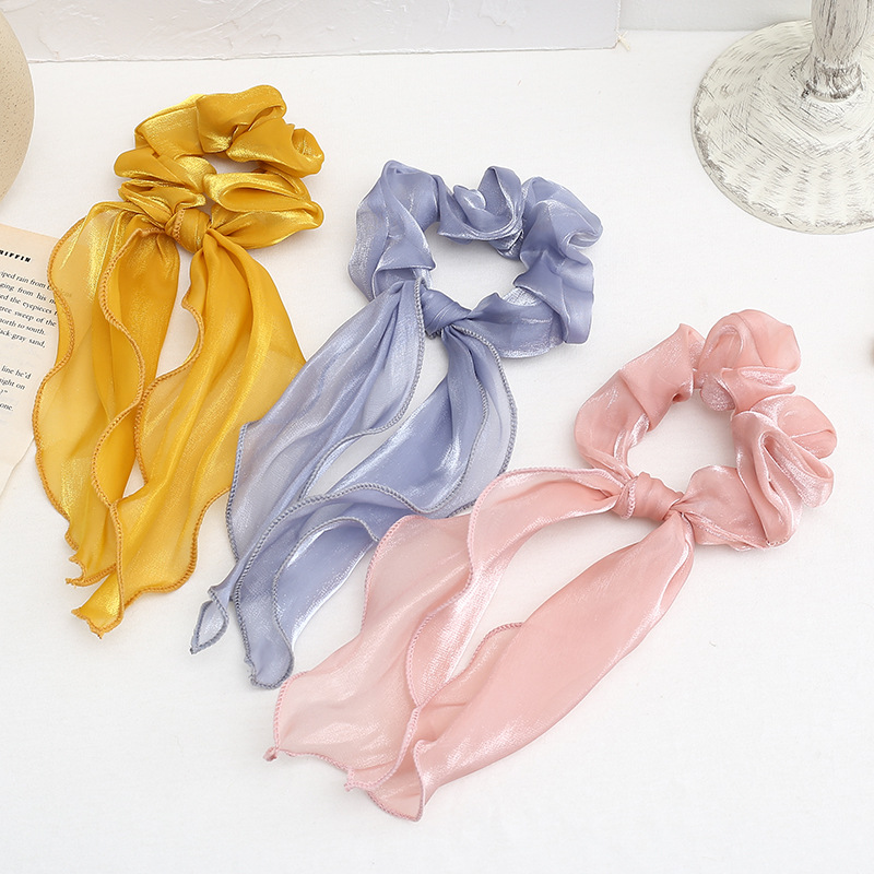 Dây buộc tóc Scrunchies voan ánh kim thanh lịch HD59