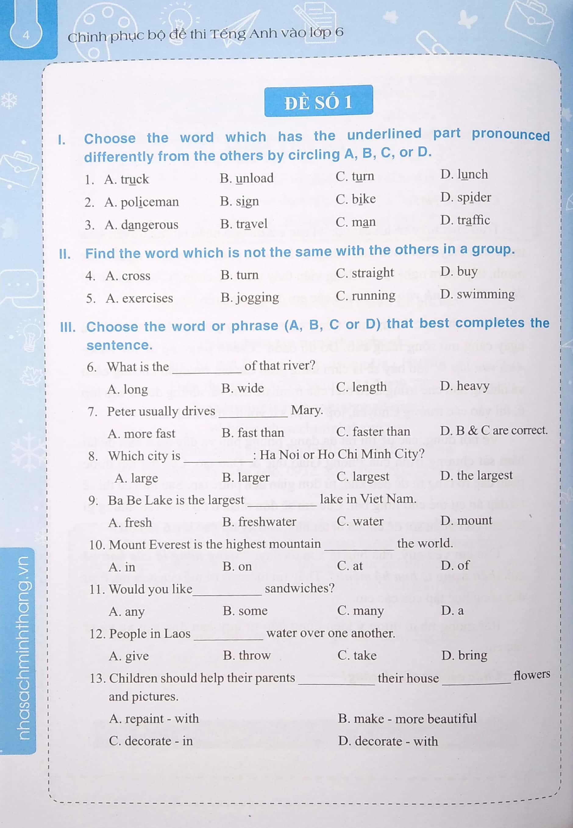 Chinh Phục Bộ Đề Thi Tiếng Anh Vào Lớp 6 (Tái Bản 2022)