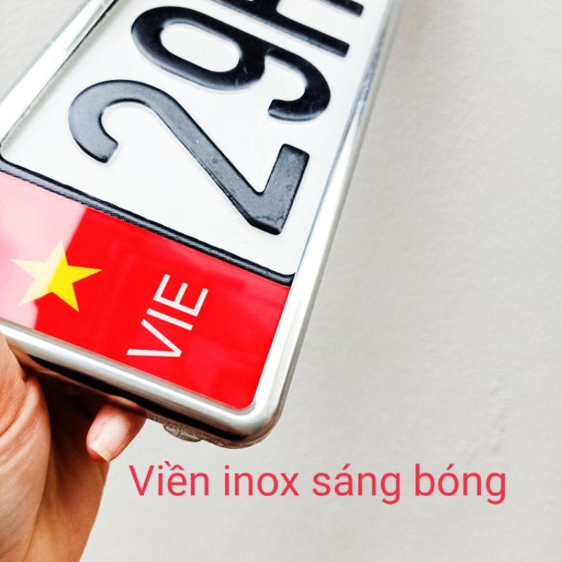 khung biển số ô tô có hình trang trí khung biển số dài cũ 4 số và 5 số có viền inox