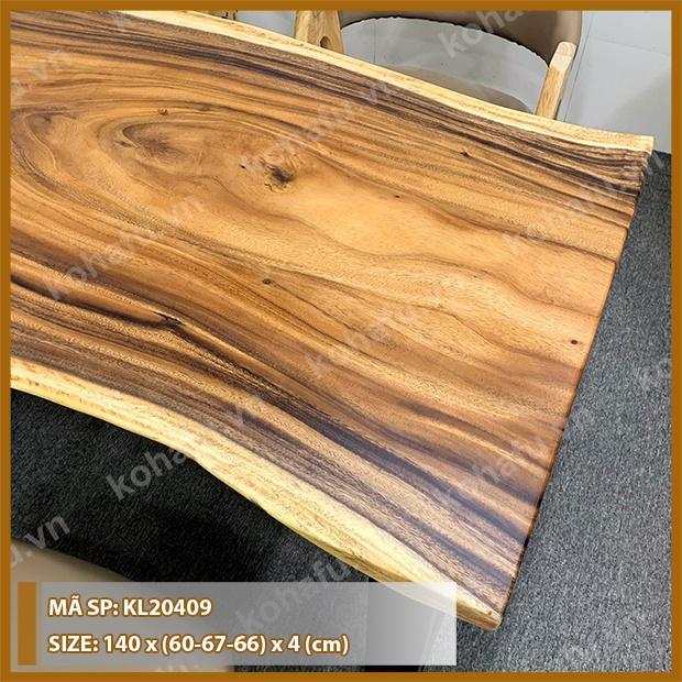 Mặt bàn dài gỗ me tây nguyên tấm, uốn lượn tự nhiên 1.4m