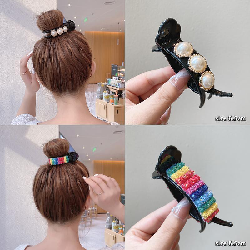Kẹp Càng Cua Nhựa 3 Răng Lớn 8cm Phối Màu Cầu Vồng Phụ Kiện Tóc Nữ Xu Hướng Mới