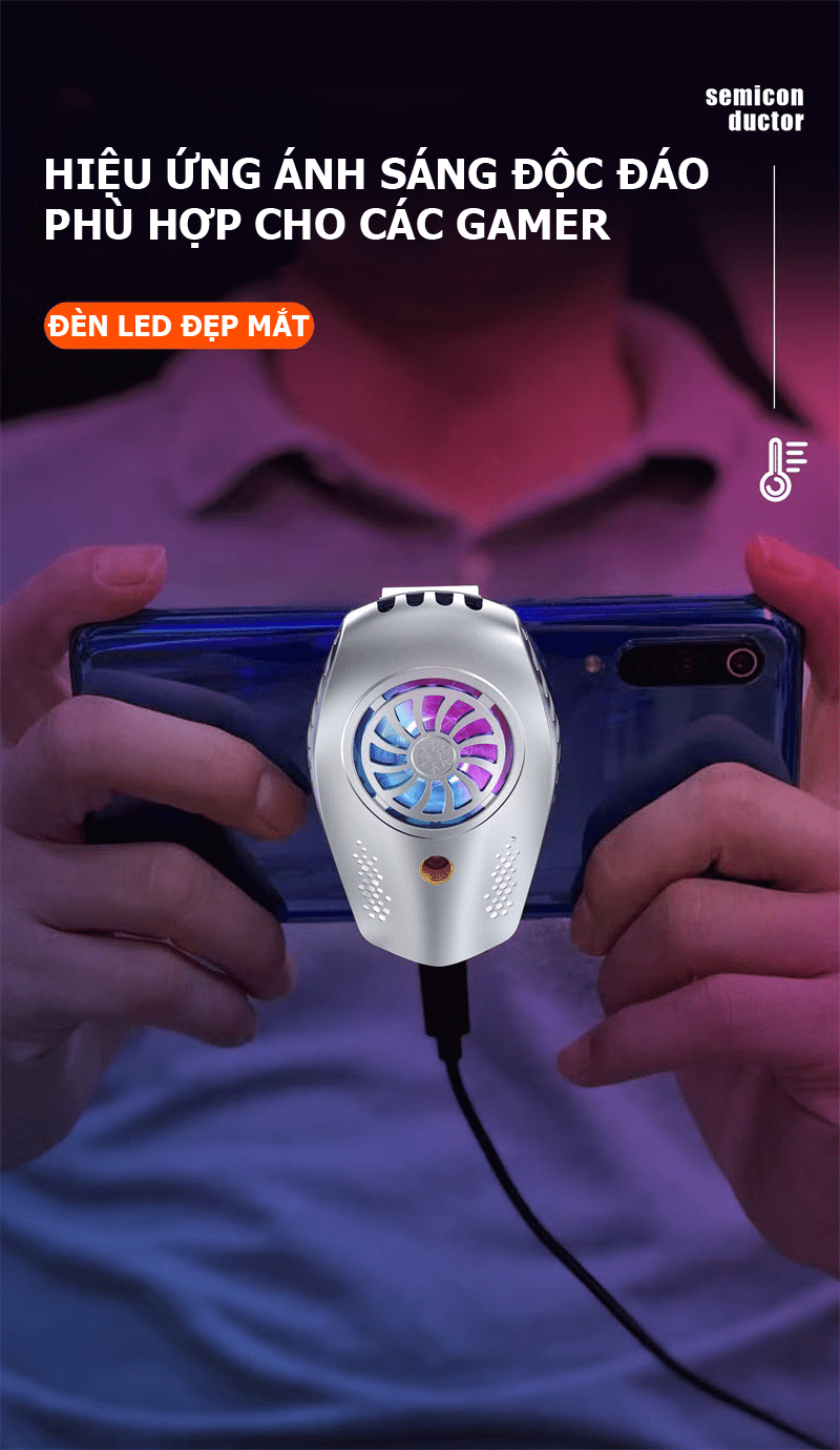 Đế tản nhiệt điện thoại K3 làm lạnh bán dẫn có đèn LED siêu đẹp tốc độ quạt 7000 vòng/ phút - giao màu ngẫu nhiên
