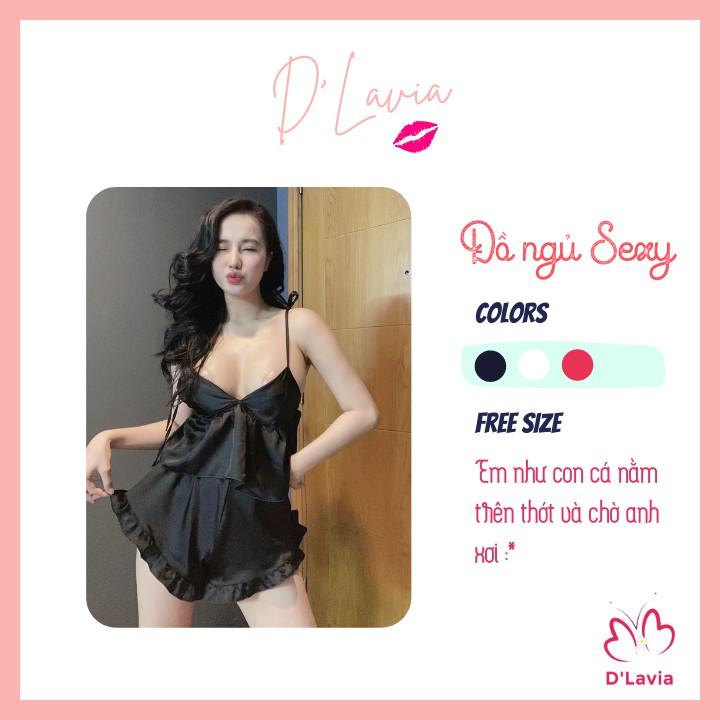 Đồ ngủ nữ sexy hai dây satin cao cấp thoáng mát, hở lưng quyến rũ gợi cảm AN02 - D'Lavia