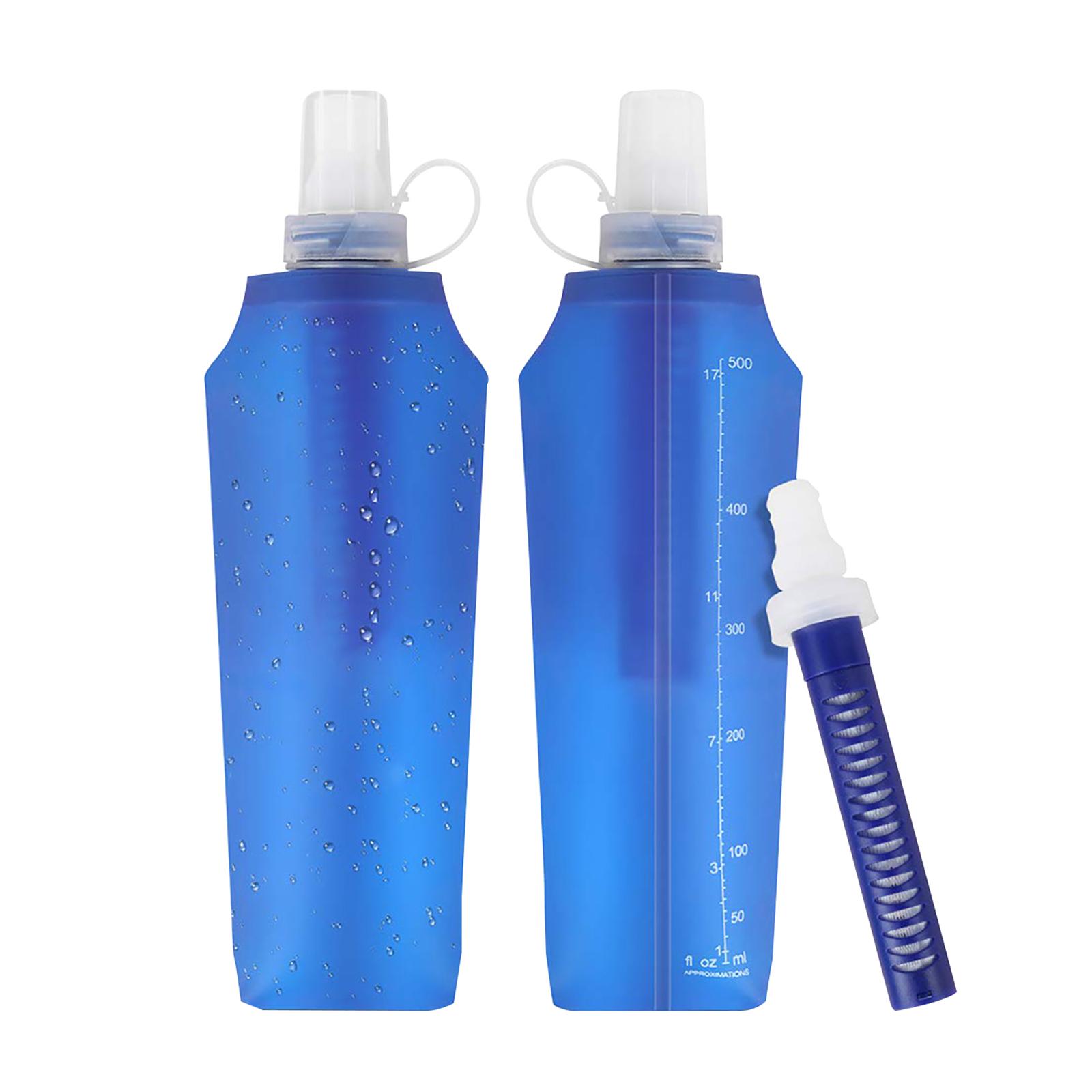 Collapsible Water Bottle with Filter Straw Water Bag for Camping Backpacking