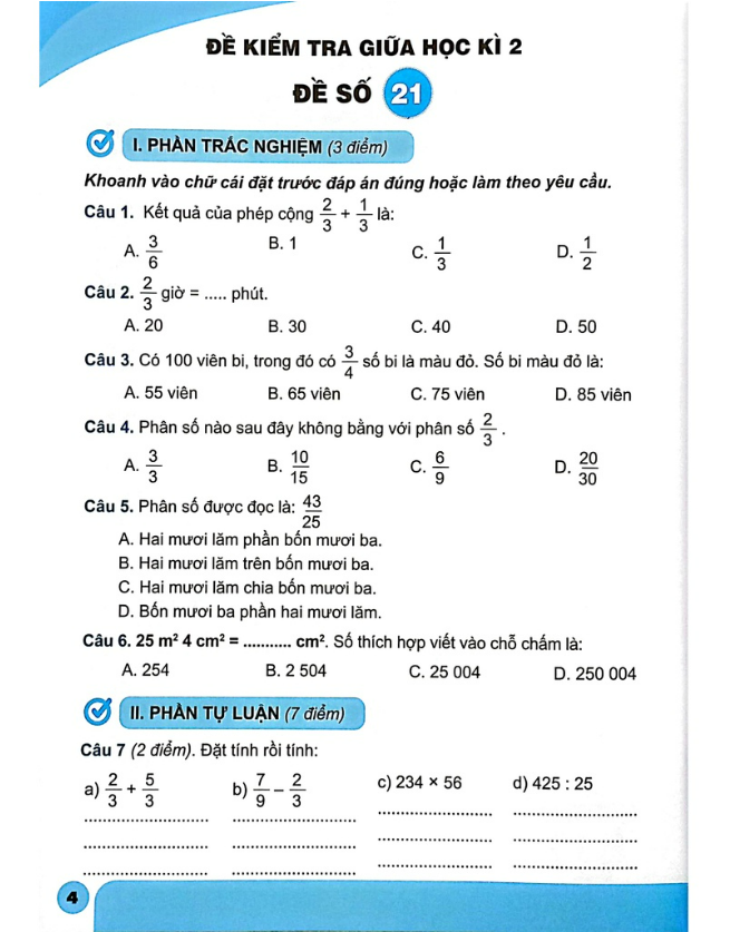 Sách - Combo Bộ Đề Kiểm Tra Toán Lớp 4 - Tập 1 + 2