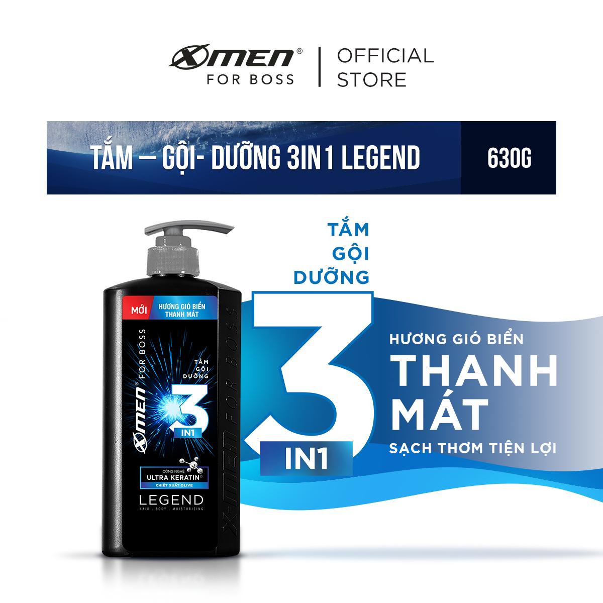 Tắm-gội-dưỡng 3in1 X-Men for Boss hương gió biển thanh mát Legend 630g