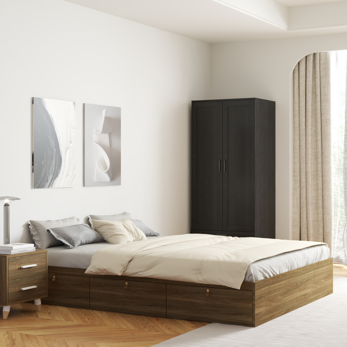 [Happy Home Furniture] NOMIA  , Giường ngủ 3 ngăn kéo &lt;không đầu giường&gt;  , GNG_044, GNG_045, GNG_046, GNG_047