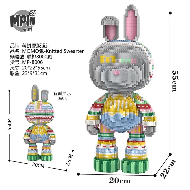 Bộ đồ chơi lắp ráp thỏ momo , mô hình lắp ráp nhân vật 3d đáng yêu cho bé *** Nhận lắp sẵn***