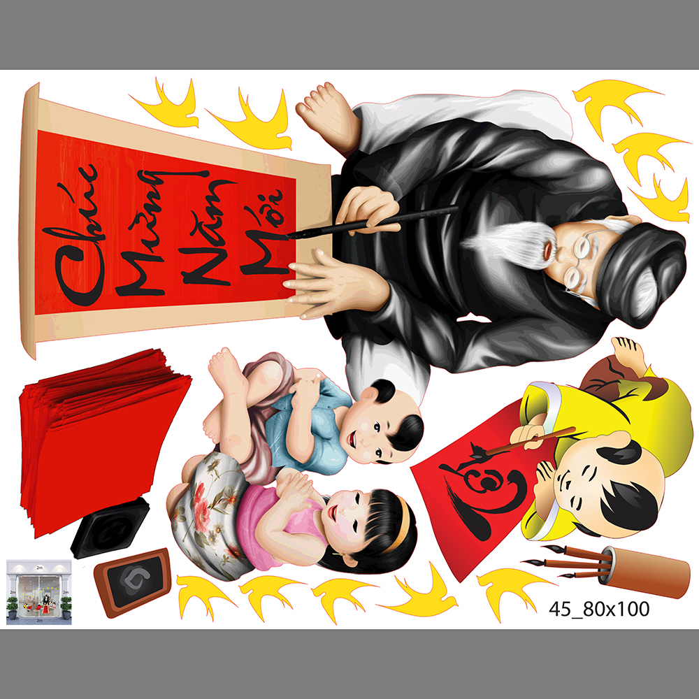 Decal trang trí tết xuân 2020 combo số 12