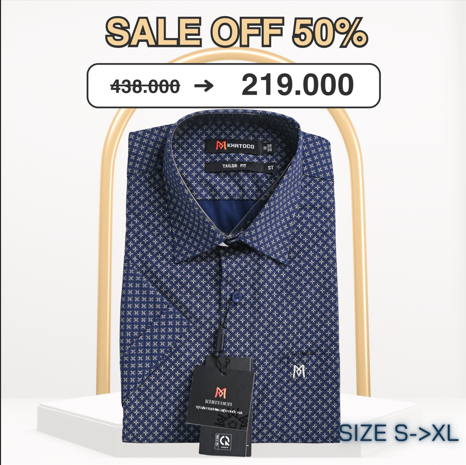 Áo sơ mi tay ngắn Khatoco sale off 50