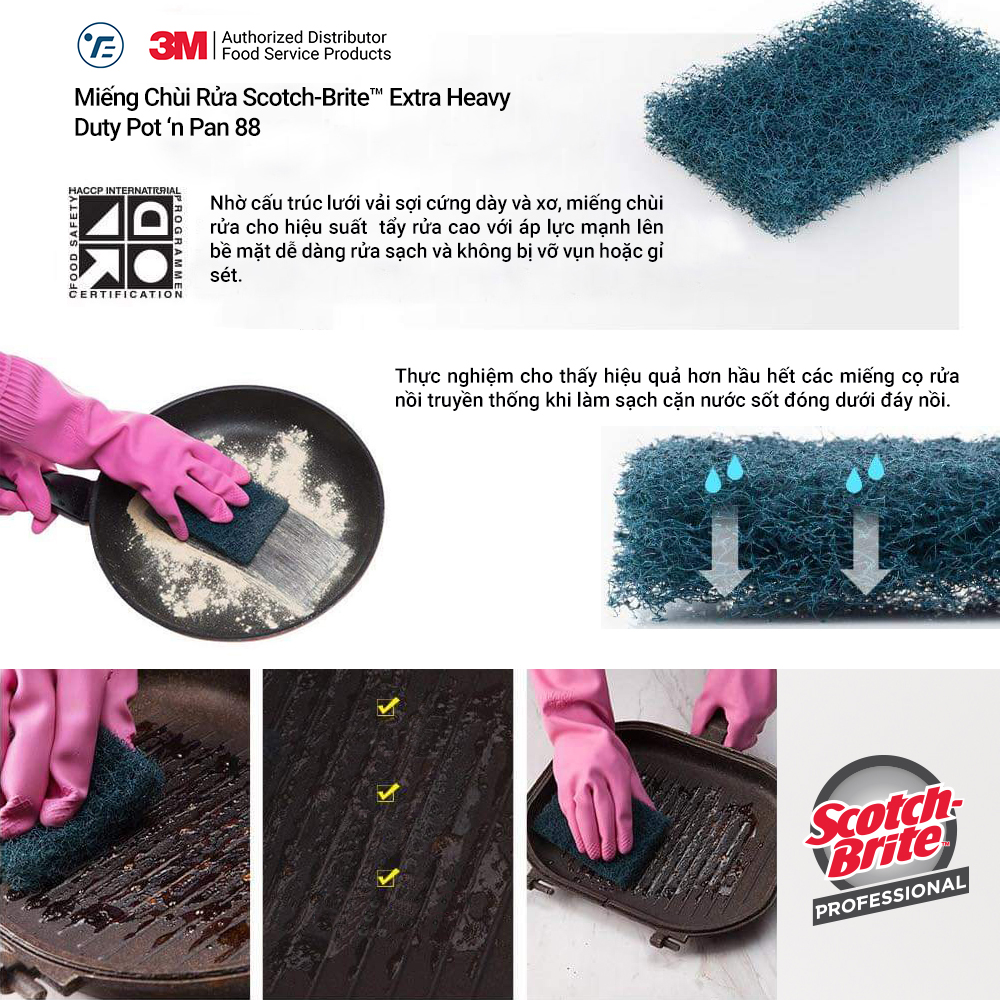 Miếng Chùi Rửa 3M Scotch-Brite Pan 88, 10 Miếng/Hộp