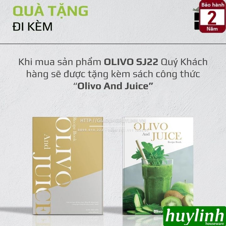 Máy ép chậm trục ngang Olivo SJ22 - 150W - Tặng công thức ép - Hàng chính hãng