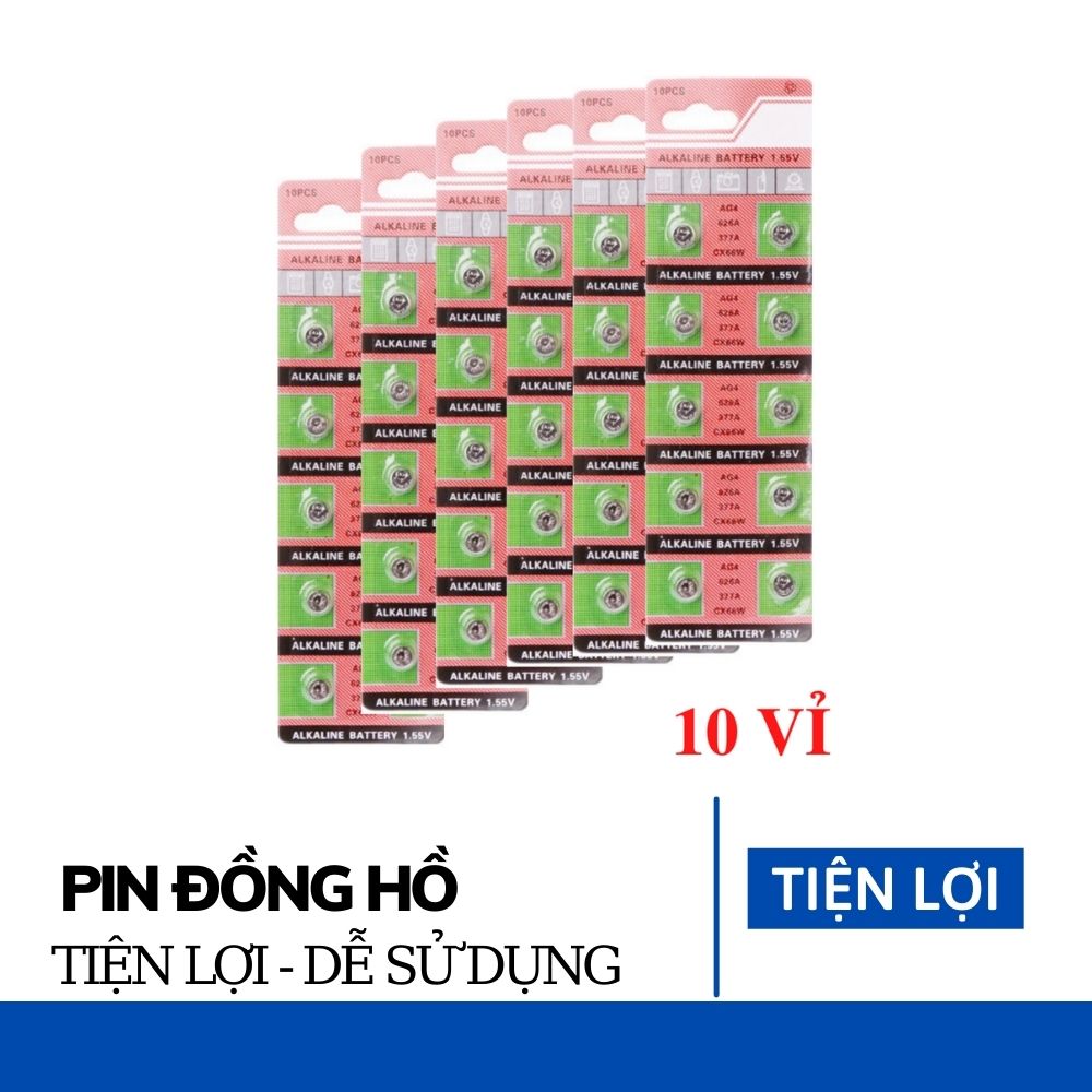 10 vỉ pin đồng hồ phổ thông AG4-626-377A ( 100 viên)