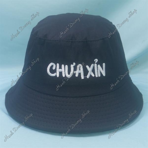 Nón tai bèo mũ bucket vành nhỏ thêu chữ Chưa Xỉn - Chưa Xỉn