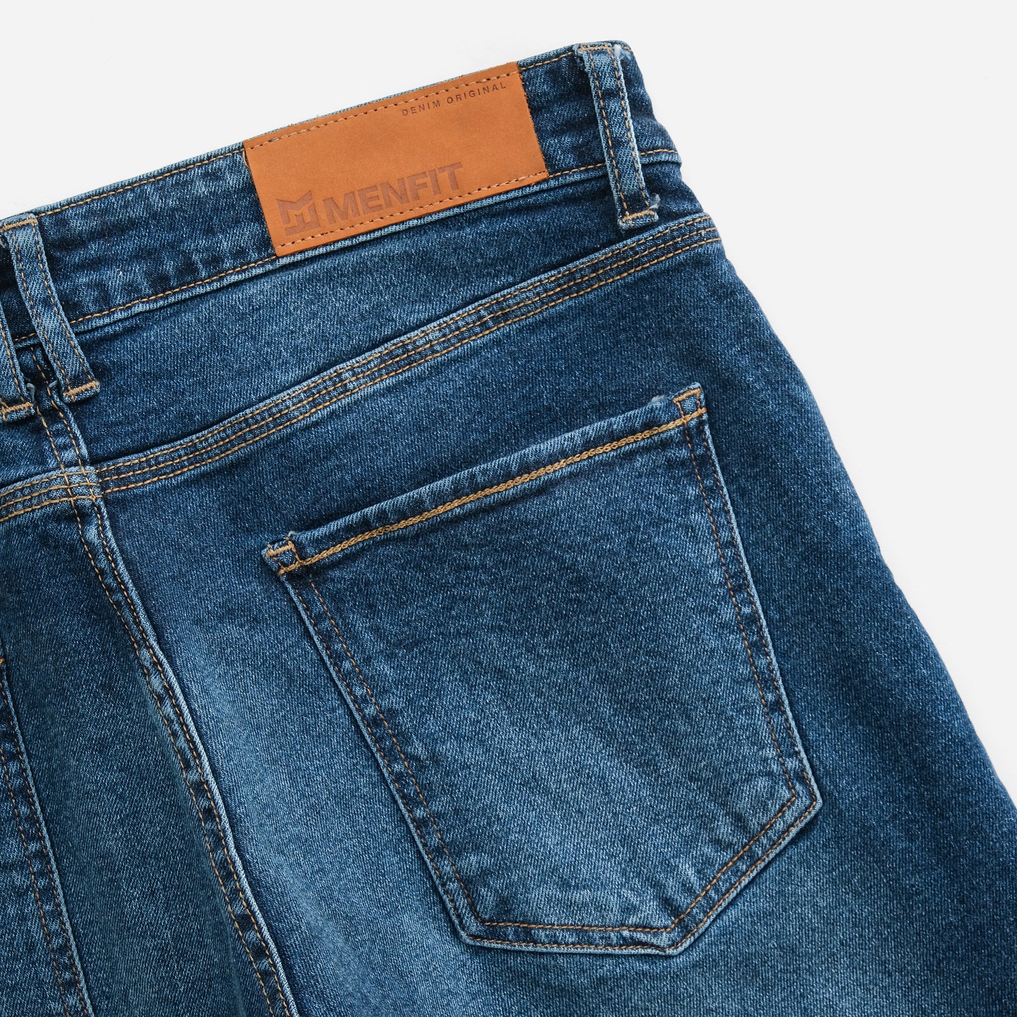 Quần jean nam xanh cao cấp MENFIT 0521 chất denim co giãn nhẹ 2 chiều, chuẩn form, thời trang