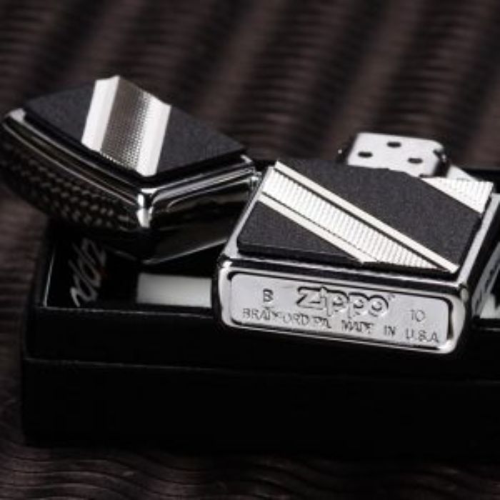 Bật Lửa Zippo Double Diagonal Emblem Brushed Chrome Chính Hãng Usa