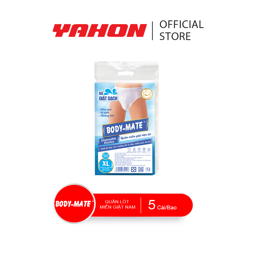 Bao Quần Lót Miễn Giặt BODY-MATE Nam, 5 Cái/Bao
