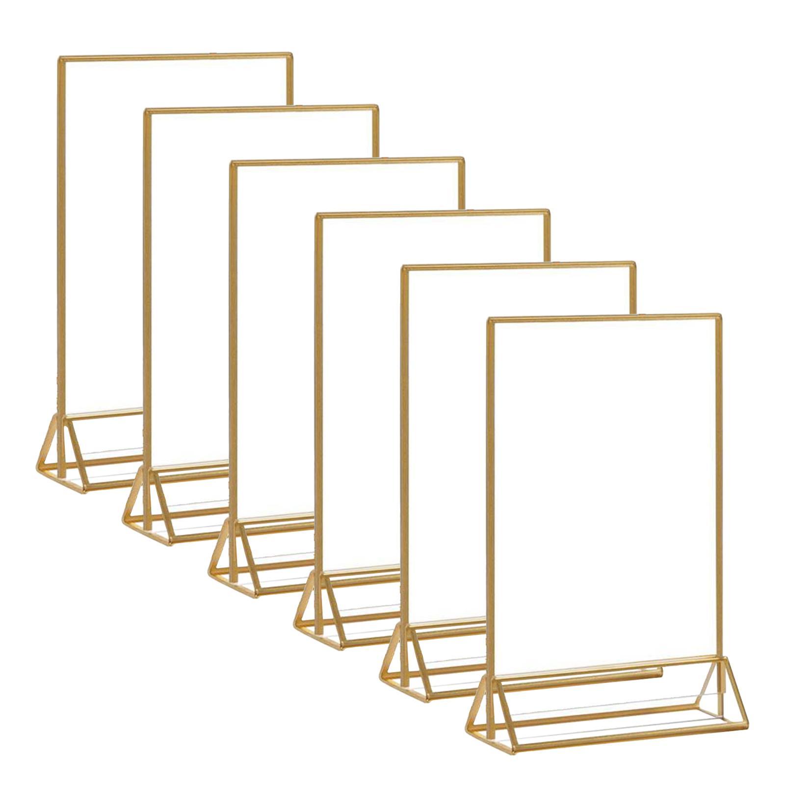 6Pcs Acrylic Sign Holder Table Menu Display Stand Wedding Store Stand Document Meetings Poster Sign Holder Flyer Display