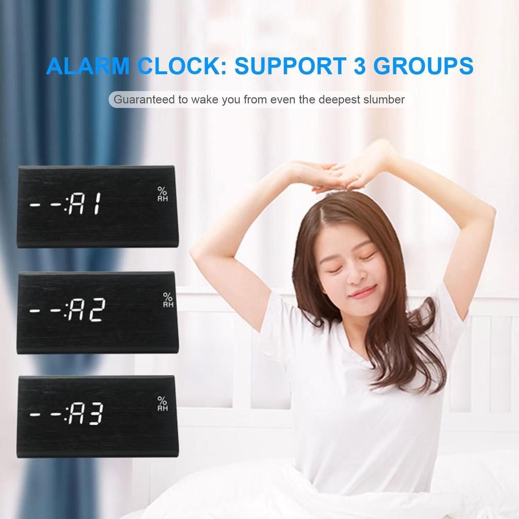 Đồng Hồ Báo Thức Kỹ Thuật Số 3 Mức Độ Sáng Điều Khiển Bằng Giọng Nói Tiện Dụng