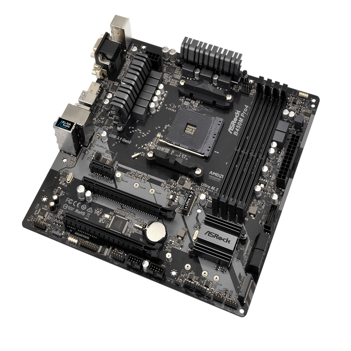 Bo mạch chủ Mainboard Asrock B450M Pro 4-F - Hàng Chính Hãng