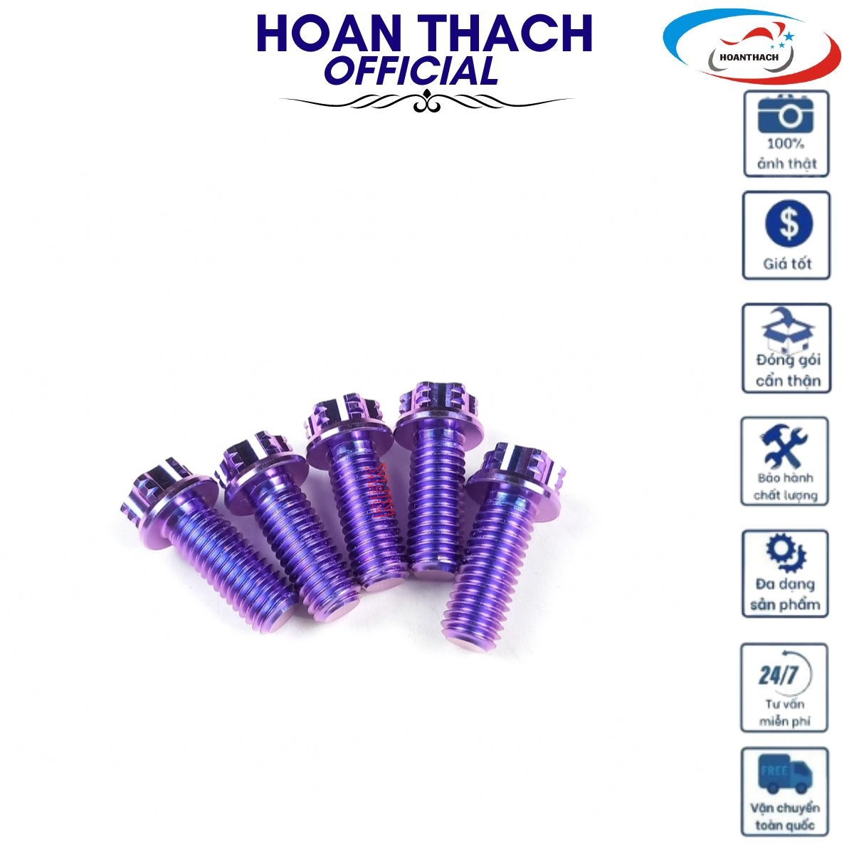 Ốc titan gr5 8L40 đầu Probolt lục bảo lá Dùng cho nhiều dòng xe  SP007942 (giá 1 con)