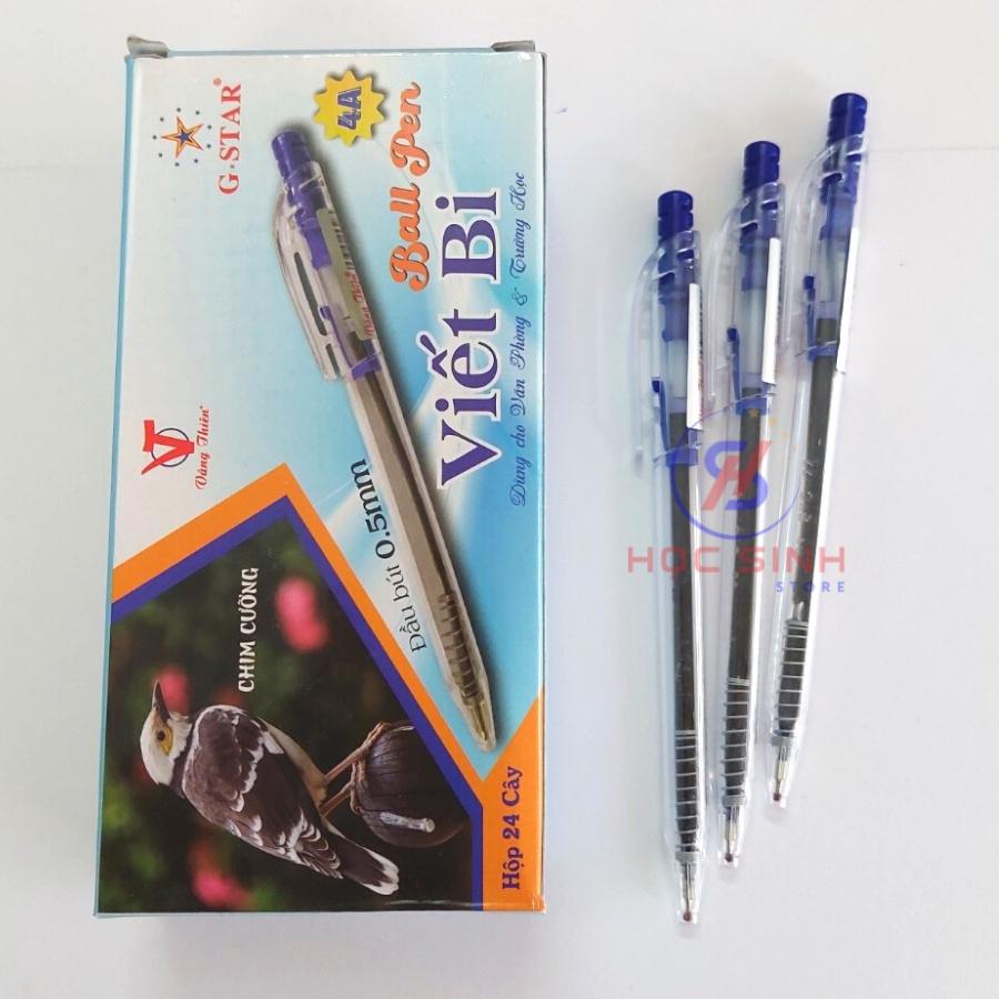 Hộp 24 Cây Bút Bi Bấm 0.5mm Mực Xanh 4A G-Star