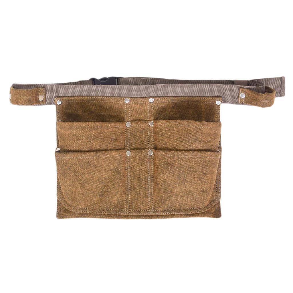 Heavy Duty Waxed Canvas Waist Tool Work Apron with Tool Pockets, - Adjustable Back Straps