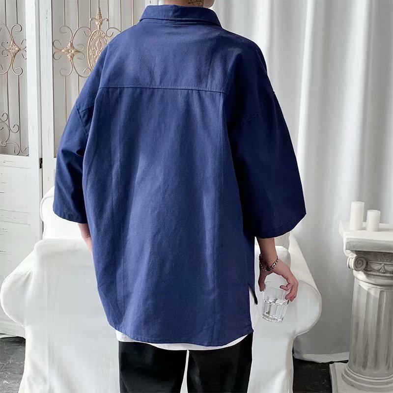 Áo Sơ Mi Tay Ngắn Dáng Rộng Vải Lanh Thời Trang Mùa Hè Cho Nam