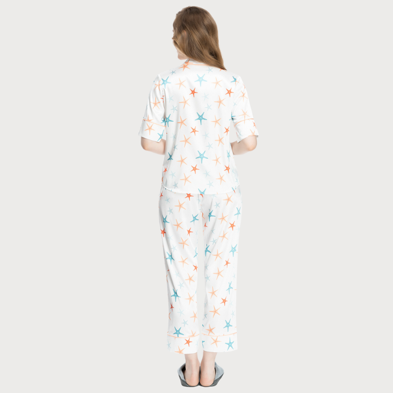 Bộ Pijama dài nữ Vera Satin in full tay ngắn  - 0486
