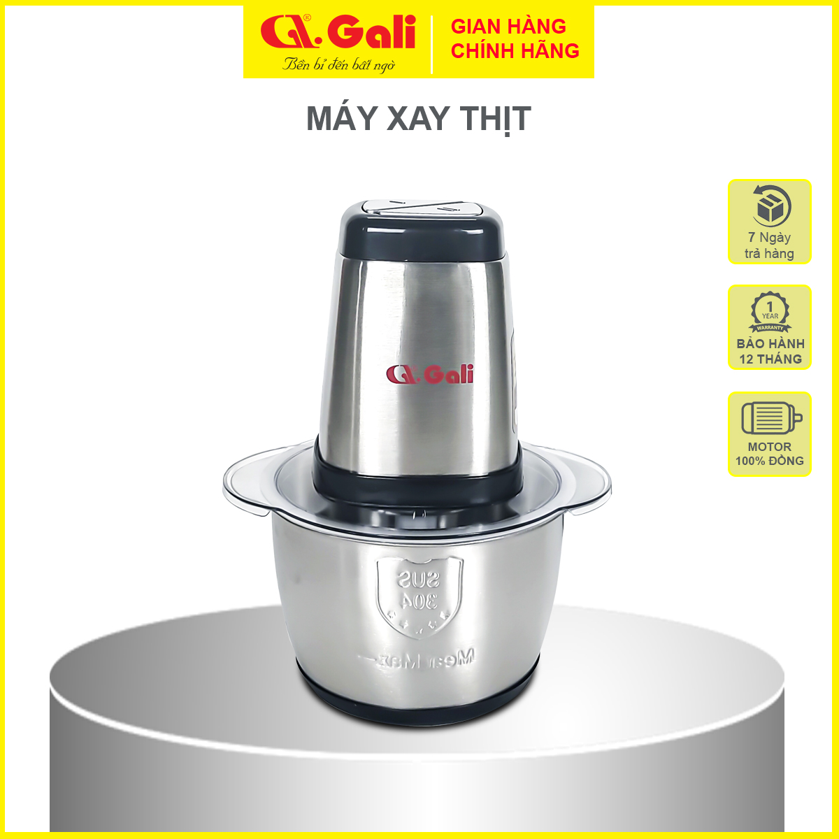 Máy xay thịt mini đa chức năng xay thịt, tôm cua cá, các loại rau củ quả, 1.2L, 500w. Bảo hành 12 tháng chính hãng Gali, HÀNG CHÍNH HÃNG GALI