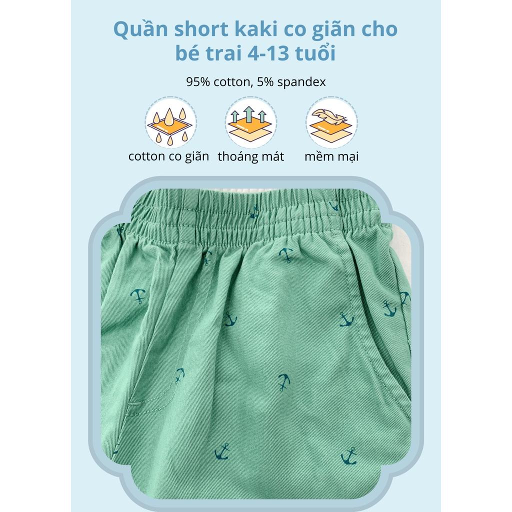 Quần Short Bé Trai ARDILLA Kaki Hoạ Tiết Xinh Xắn, Vải Cotton Co Giãn Tốt, Thoải Mái Vận Động Cho Bé 4-13 Tuổi KT172BS21