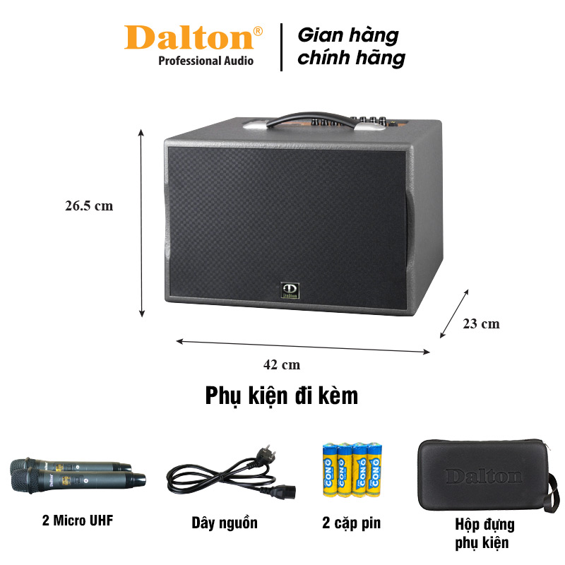 Loa karaoke xách tay Dalton PS-K8A-loa bass 8 inch, công suất 250W Hàng Chính Hãng