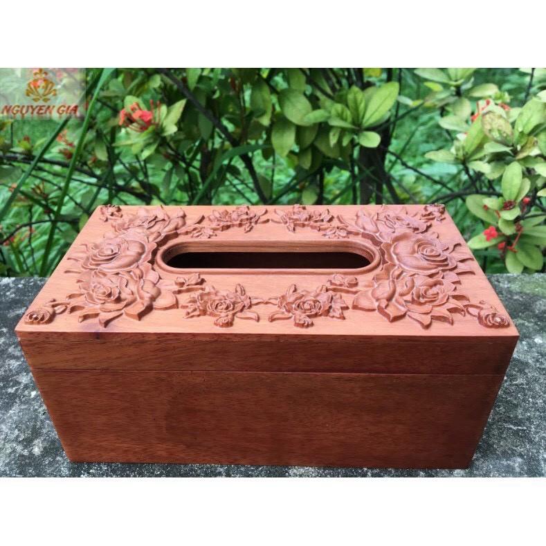 Hộp Đựng Giấy Ăn Gỗ Hương Điêu Khắc LOẠI VIP KHỔ GIẤY CHỮ NHẬT