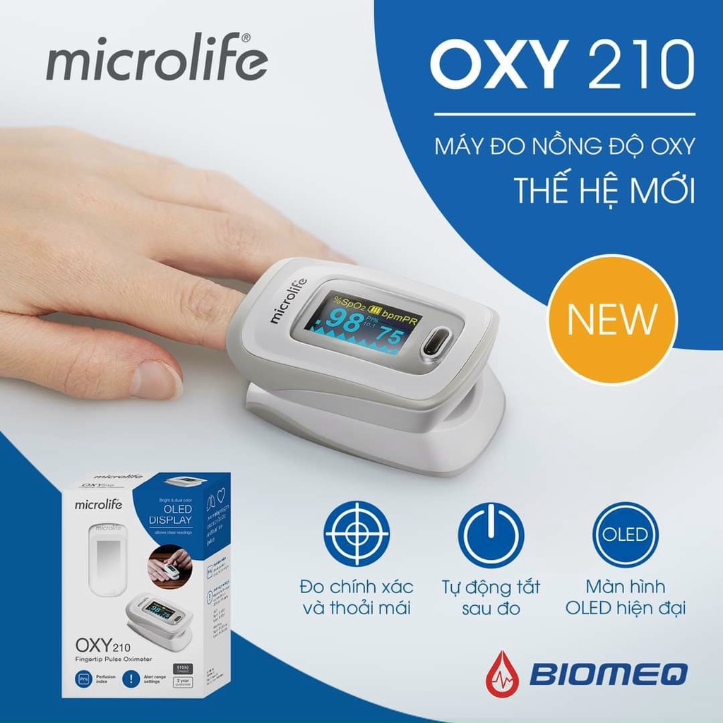 Máy Đo Nồng Độ Oxy SPO2 Và Nhịp Tim Microlife OXY210 -VT0949