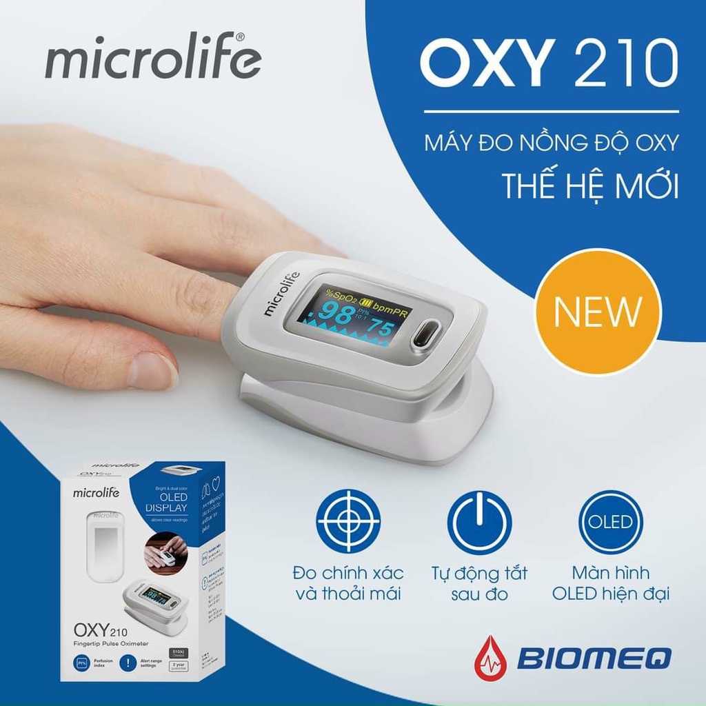 Máy Đo Nồng Độ Oxy SPO2 Và Nhịp Tim Microlife OXY210 (OXY 210) -VT0949