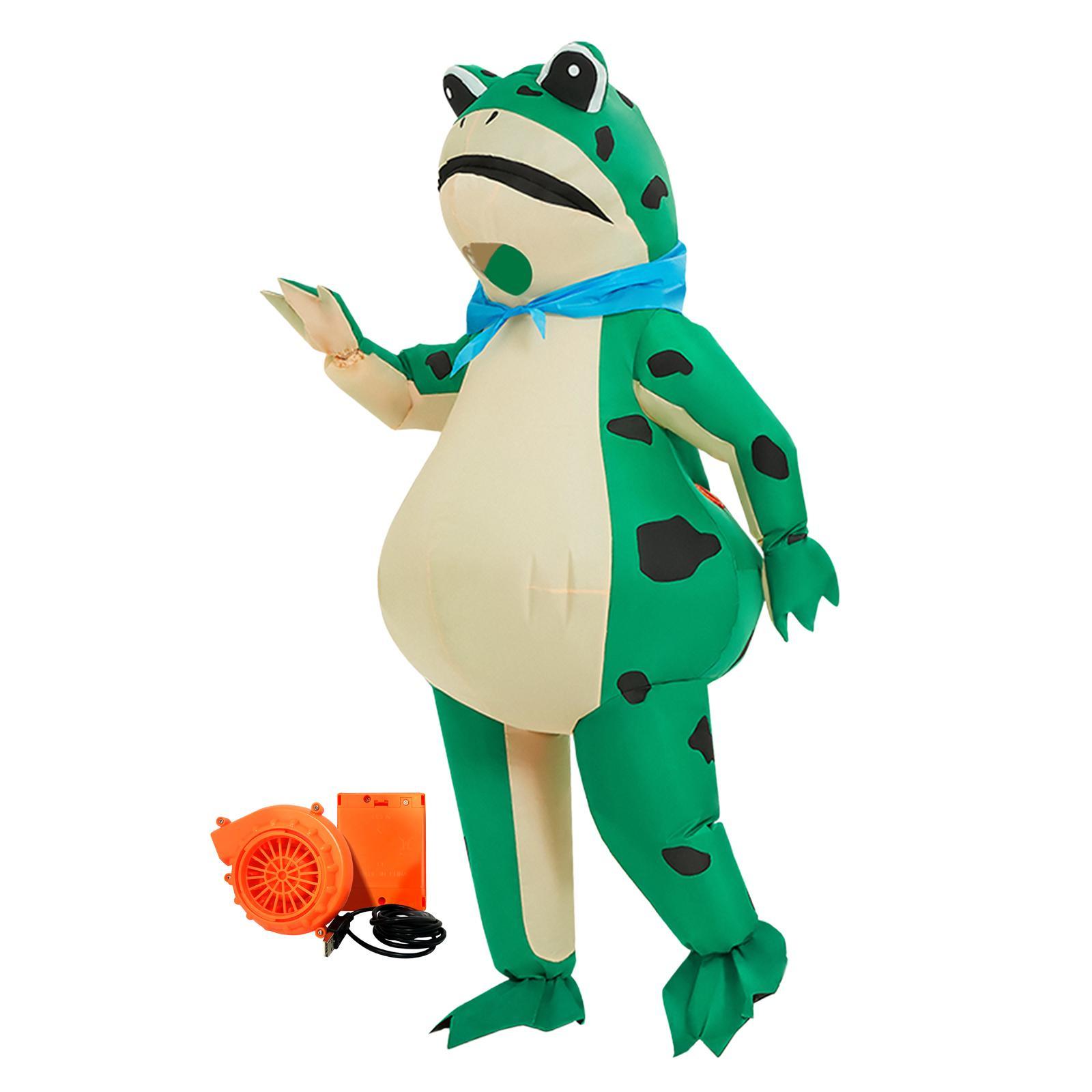 Adult Unisex Inflatable Frog Costume Halloween Anime Cosplay Party Dress up for Men Women Festival Role Play Masquerade Funny Blow Suit