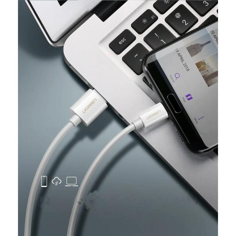 Cáp sạc và truyền dữ liệu từ cổng USB 2.0 sang USB type C hỗ trợ dòng 5A dài 2m UGREEN US253 - Hàng chính hãng