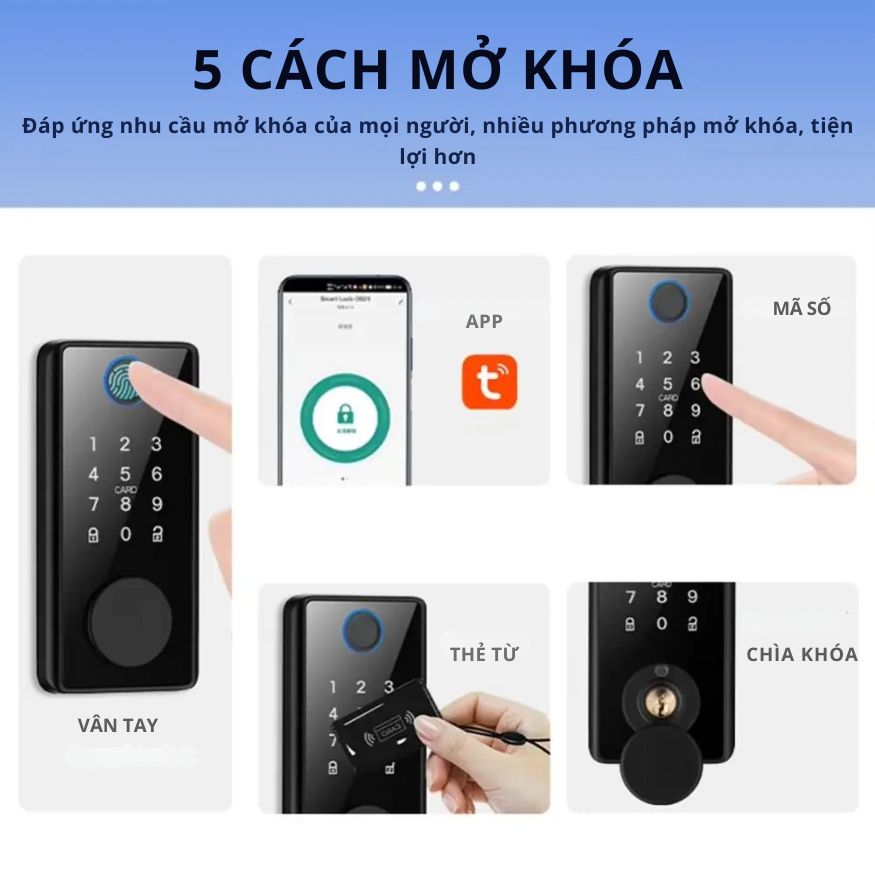 Khóa Cửa Thông Minh Kachi MK44 – Mở Khóa App Tuya + Vân tay + Chìa khóa + Thẻ từ + Mã số - hàng chính hãng