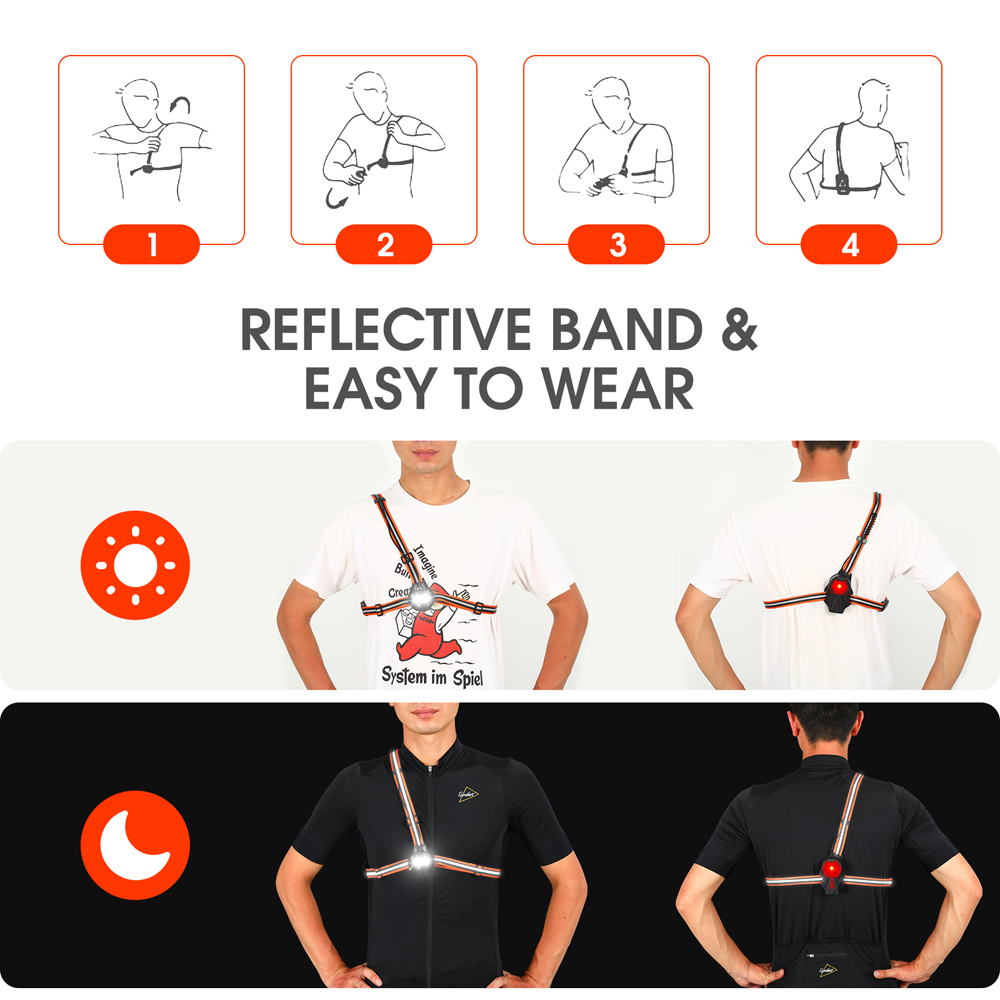 WEST BIKING Đèn thể thao ngoài trời IPX4 Đèn pin sạc USB chống nước Đèn LED ban đêm