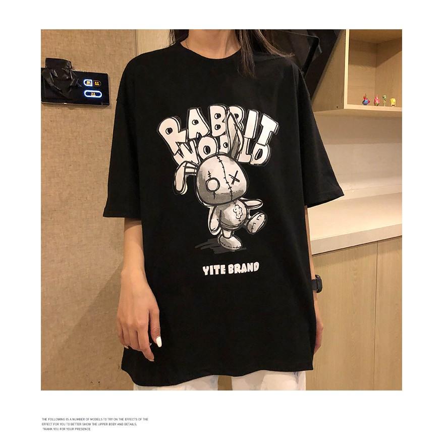 Áo thun tay lỡ RABBIT WORLD phông Unisex nam nữ tee oversize form rộng pull Ulzzang Streetwear Hàn Quốc vải mềm