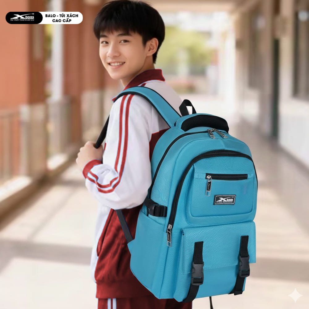 Balo Học Sinh Trung Học Cao Cấp Nhiều Ngăn Xbags Sea Blue XB3201 – Balo Chống Nước, Đựng Laptop 15.6 Inch, Màu Xanh Trẻ Trung!