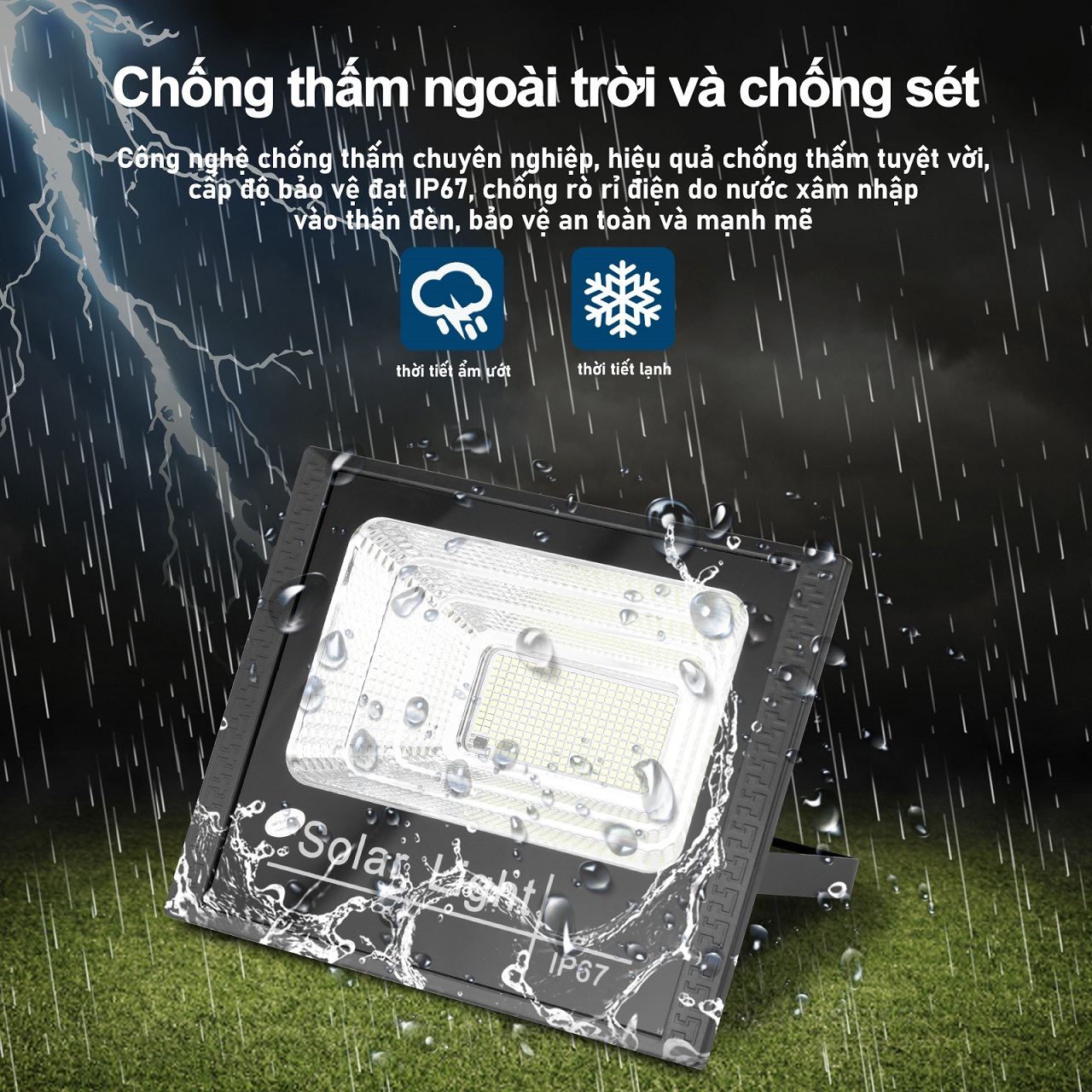 Chiếu sáng mạnh mẽ với đèn năng lượng mặt trời 300W-500W