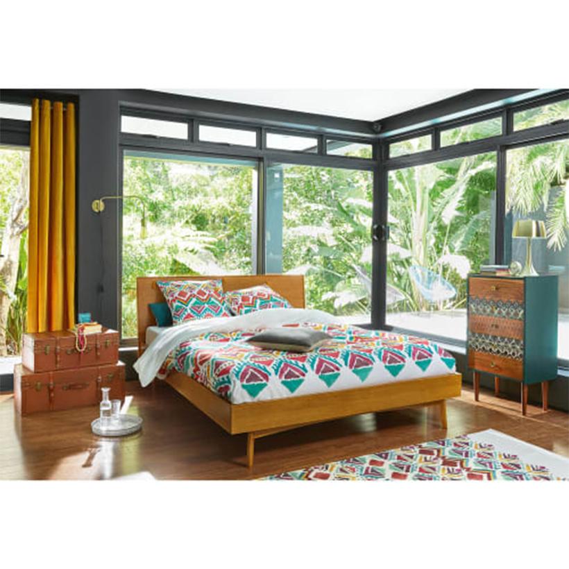 Giường pano đôi Portobello phong cách Vintage gỗ tự nhiên