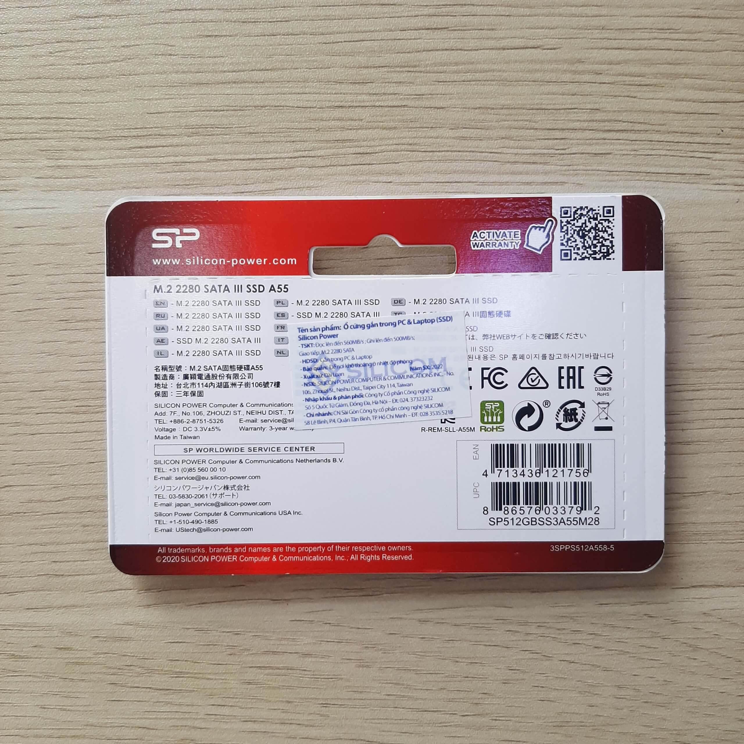 SSD Silicon Power M.2 2280 SATA A55 256GB - Hàng chính hãng