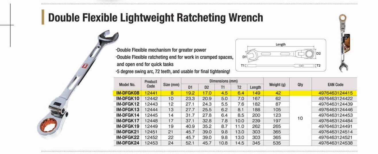 Cờ lê lục giác 8 tự động đảo chiều Musttool IM-DFGK08