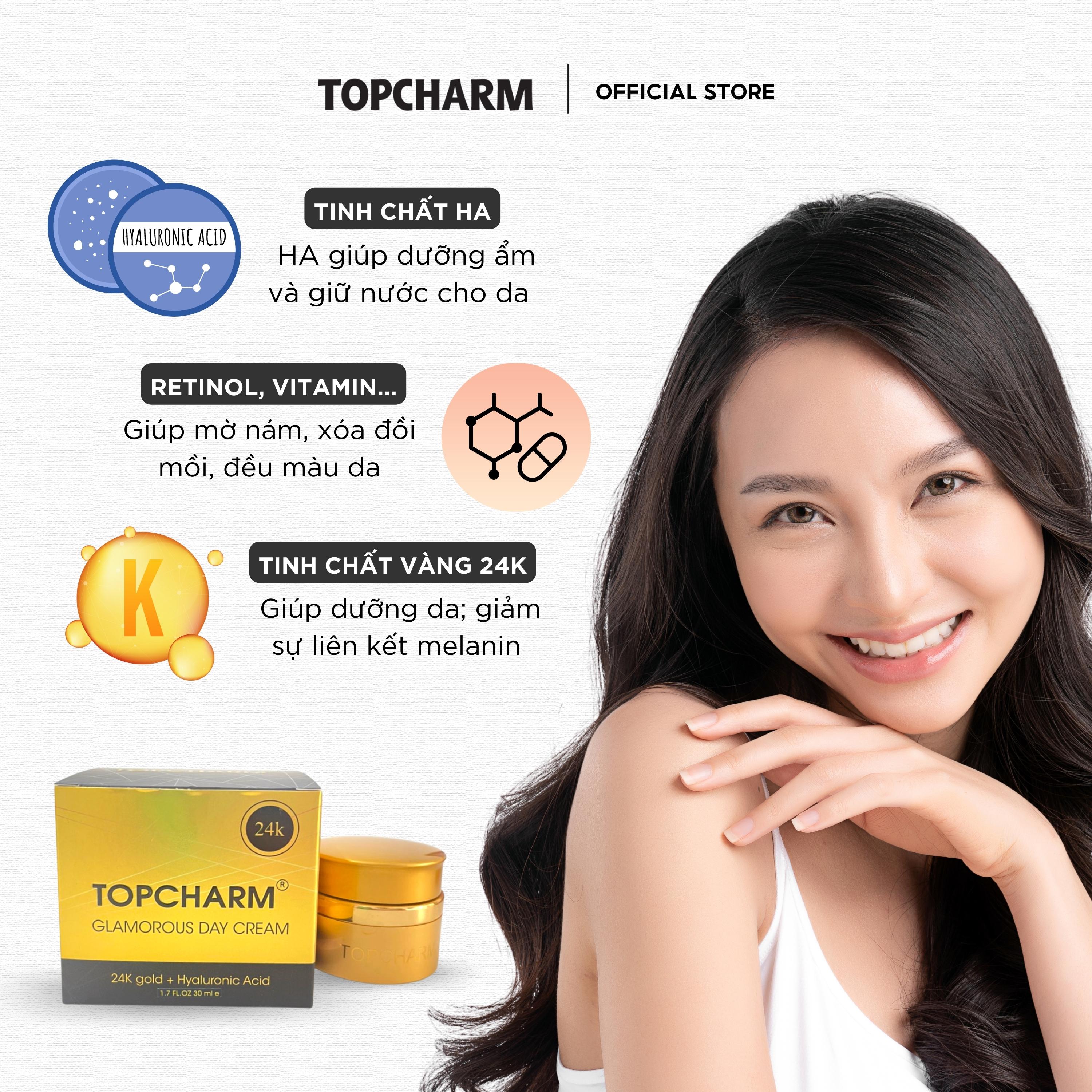 Kem dưỡng giảm thâm nám tàn nhang, nâng tone da mịn màng trắng hồng TOPCHARM 30g