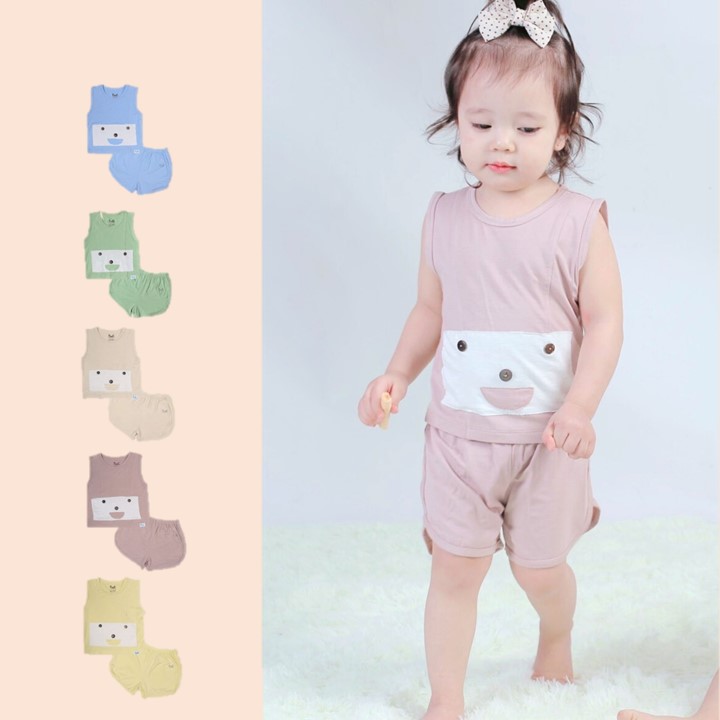 Bộ sát nách mùa hè  BARU cho bé,chất cotton in hình mặt cười  siêu đẹp quần áo trẻ em ( 6M -4Y )